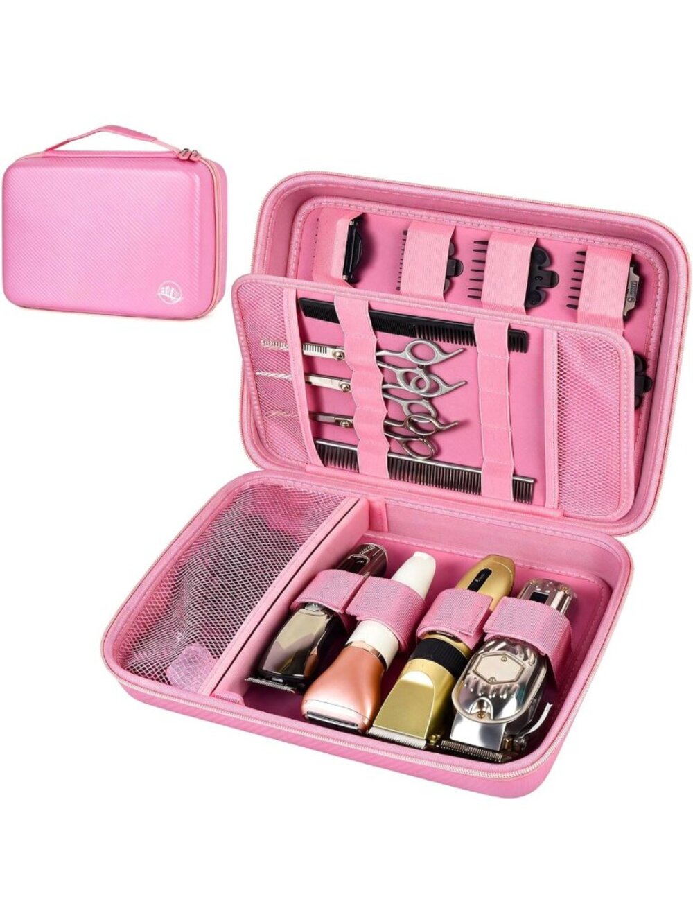 Stylish Pink Hard Travel Case for Hair Clippers & Barber Tool Organizer